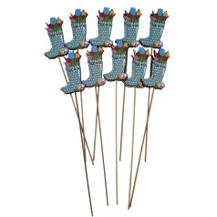   Fa betűző - Pöttyös virágos csizma - 7x4 cm+19 cm szár - 10 db/csomag