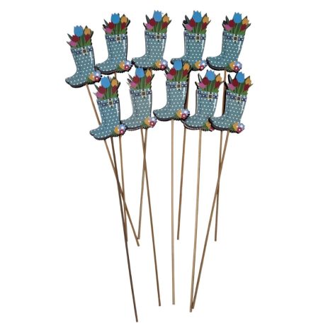 Fa betűző - Pöttyös virágos csizma - 7x4 cm+19 cm szár - 10 db/csomag