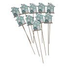 Fa betűző - Menta ház - 7x5,5 cm+19cm szár - 10 db/csomag