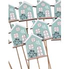 Fa betűző - Menta ház - 7x5,5 cm+19cm szár - 10 db/csomag