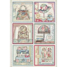   Stamperia rizspapír Grand Hotel kártyák - A4-es - DFSA4400