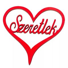 Fa szívben "Szeretlek" felirat - Piros - 10 cm