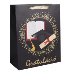 Ajándéktasak fekete gratuláció - 23x32 cm 