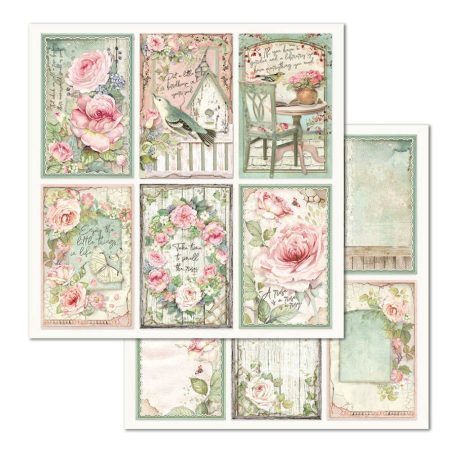 Stamperia scrapbook papír -  Rózsák háza keretek  - 2 oldalas - 31,5 x 30,5 cm - SBB-676