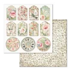   Stamperia scrapbook papír -   Rózsák háza kártyák  - 2 oldalas - 31,5 x 30,5 cm - SBB-677