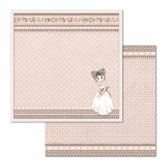   Stamperia scrapbook papír - Kislány kis szívekkel - 2 oldalas - 31,5 x 30,5 cm - SBB-682