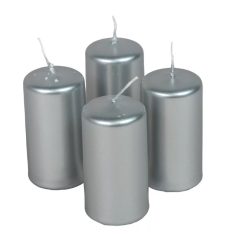 Adventi gyertya - Metál ezüst - 8x4 cm - 4 db/csomag