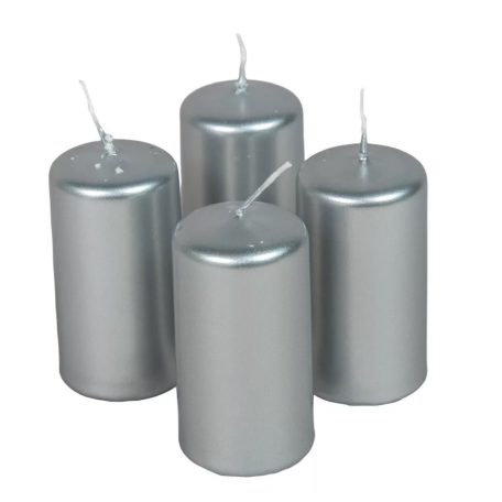 Adventi gyertya - Metál ezüst - 8x4 cm - 4 db/csomag