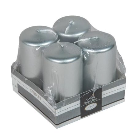 Adventi gyertya - Metál ezüst - 8x4 cm - 4 db/csomag