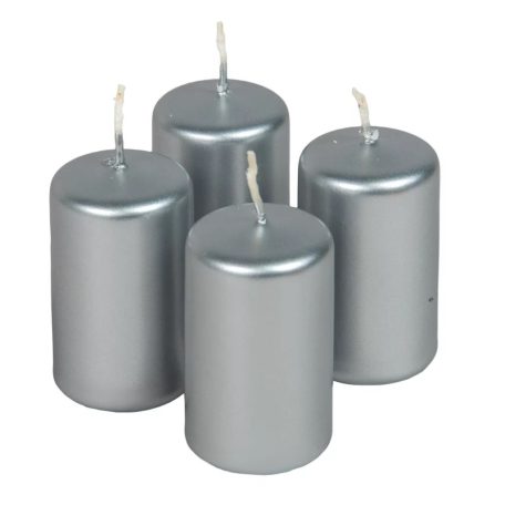  Adventi gyertya - Metál ezüst - 7x4 cm - 4 db/csomag