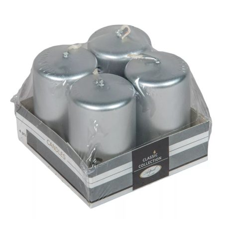  Adventi gyertya - Metál ezüst - 7x4 cm - 4 db/csomag