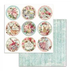   Stamperia scrapbook papír-Pink karácsonyi körök-31,5x30 cm-SBB-701
