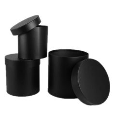 Papírdoboz kerek - Fekete - 3 db-os szett