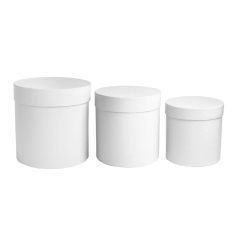   Papírdoboz kerek - Fehér - 3 db-os szett - 20 cm, 17 cm, 15 cm
