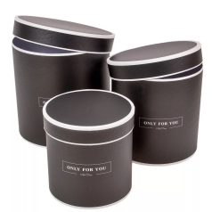   Fekete kerek papírdoboz - "Only for you" - 3 db-os szett