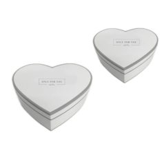 Díszdoboz szett szív - Fehér-ezüst - 2 db-os szett