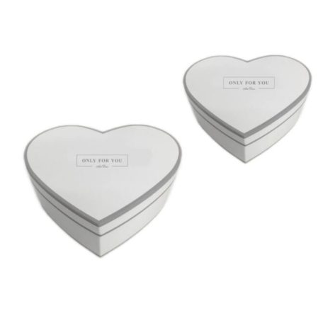 Díszdoboz szett szív - Fehér-ezüst - 2 db-os szett
