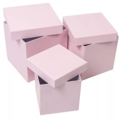   Papirdoboz kocka - Rózsaszín - 16 cm, 14 cm, 12 cm - 3 db-os szett