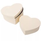 Díszdoboz szív - Vintage krém - 22 cm, 20 cm - 2 db-os szett