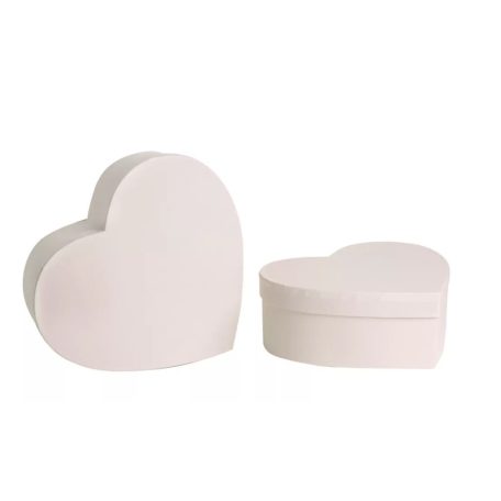 Díszdoboz szív - Vintage krém - 22 cm, 20 cm - 2 db-os szett