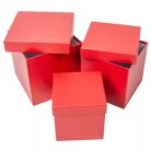  Papirdoboz kocka alakú - Piros - 3 db-os szett