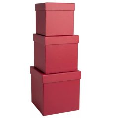  Papirdoboz kocka alakú - Piros - 3 db-os szett
