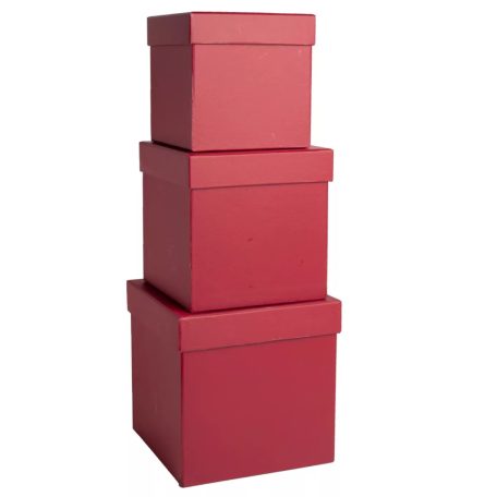  Papirdoboz kocka alakú - Piros - 3 db-os szett