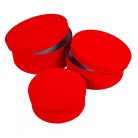 Díszdoboz szett kerek bársony hatású - Piros - 20 cm, 18 cm, 15 cm - 3 db-os szett