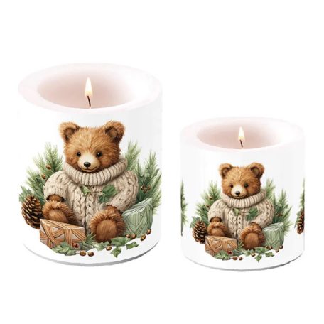 Ambiente átvilágítós gyertya - Cuddle bear - 8x7,5 cm, 10x10 cm
