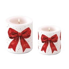   Ambiente átvilágítós gyertya - Fancy bow red - 8x7,5 cm, 10x10 cm
