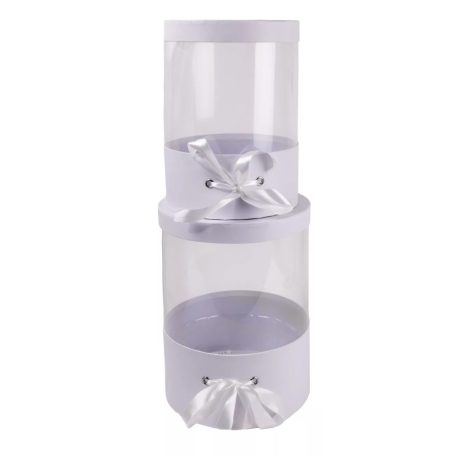 Papírdoboz kerek - Fehér - 27 cm, 25 cm - 2 db-os szett