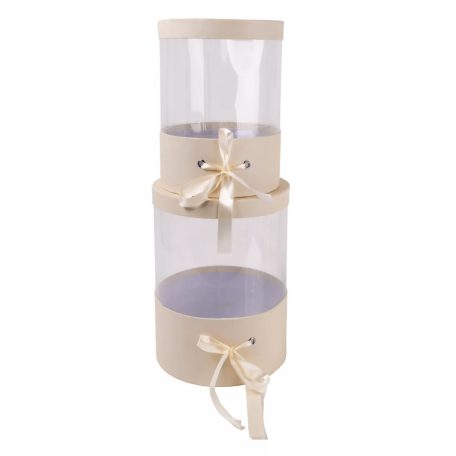 Papírdoboz kerek - Krém - 27 cm, 25 cm - 2 db-os szett