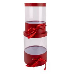  Papírdoboz kerek - Bordó - 27 cm, 25 cm - 2 db-os szett