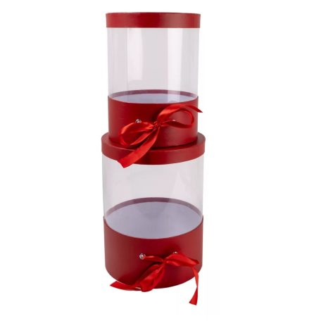  Papírdoboz kerek - Bordó - 27 cm, 25 cm - 2 db-os szett