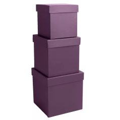 Papír doboz kocka - Lila - 16, 14, 12 cm - 3 db-os szett