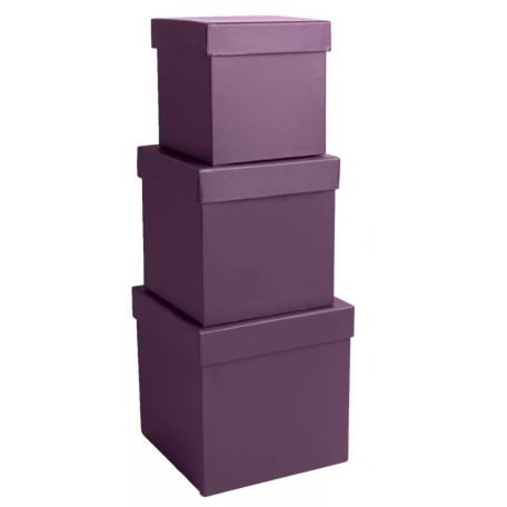 Papír doboz kocka - Lila - 16, 14, 12 cm - 3 db-os szett