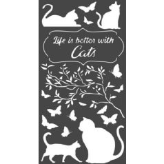 Stamperia stencil - 12x25 cm - Macskák - KSTDL-44