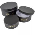 Papírdoboz kerek fekete - "Szeretettel" - 3 db-os szett