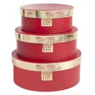 Papírdoboz kerek - Piros-arany - "Only for you" - 3 db-os szett