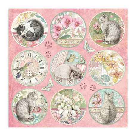 Scrapbbok papír - Orchids and Cats - 31,5 x 30,5 cm - SBB-756