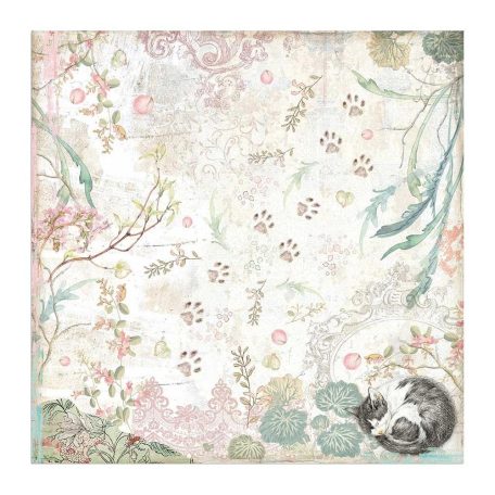 Scrapbbok papír - Orchids and Cats - 31,5 x 30,5 cm - SBB-756