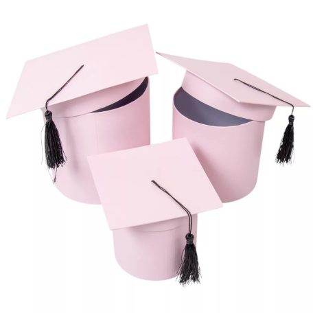 Ballagási doboz - Rózsaszín - 17 cm, 14,5 cm, 12 cm - 3 db-os szett