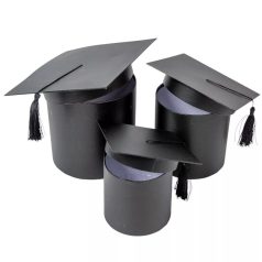   Ballagási doboz - Fekete - 17 cm, 14,5 cm, 12 cm - 3 db-os szett