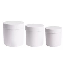   Papírdoboz kerek - Fehér - 17,5 cm, 15 cm, 12 cm - 3 db-os szett