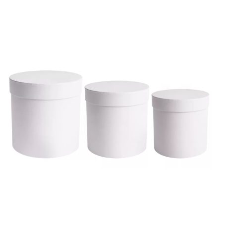 Papírdoboz kerek - Fehér - 17,5 cm, 15 cm, 12 cm - 3 db-os szett
