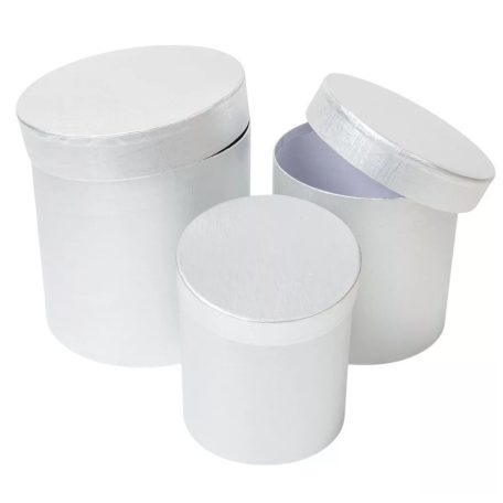 Díszdoboz szett kerek - Ezüst - 3 db-os szett