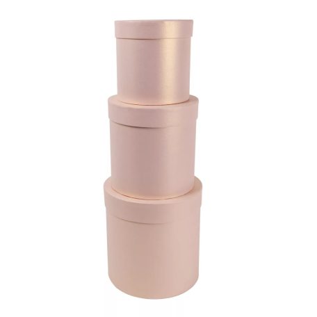 Papirdoboz kerek - Gyöngyház púder - 20 cm, 17 cm, 15 cm - 3 db-os szett 