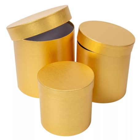 Díszdoboz szett kerek - Arany - 20-17-15 cm - 3 db-os szett
