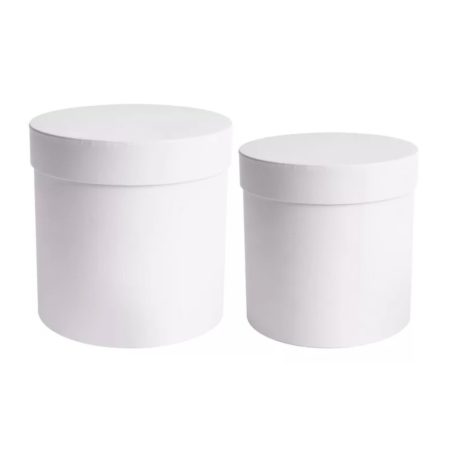 Papirdoboz kerek - Fehér - 17,5 cm, 15 cm - 2 db-os szett