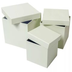  Papirdoboz kocka - Fehér - 16 cm, 14 cm, 12 cm - 3 db-os szett